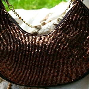 Vintage Brown Rhinestone bag too Cute